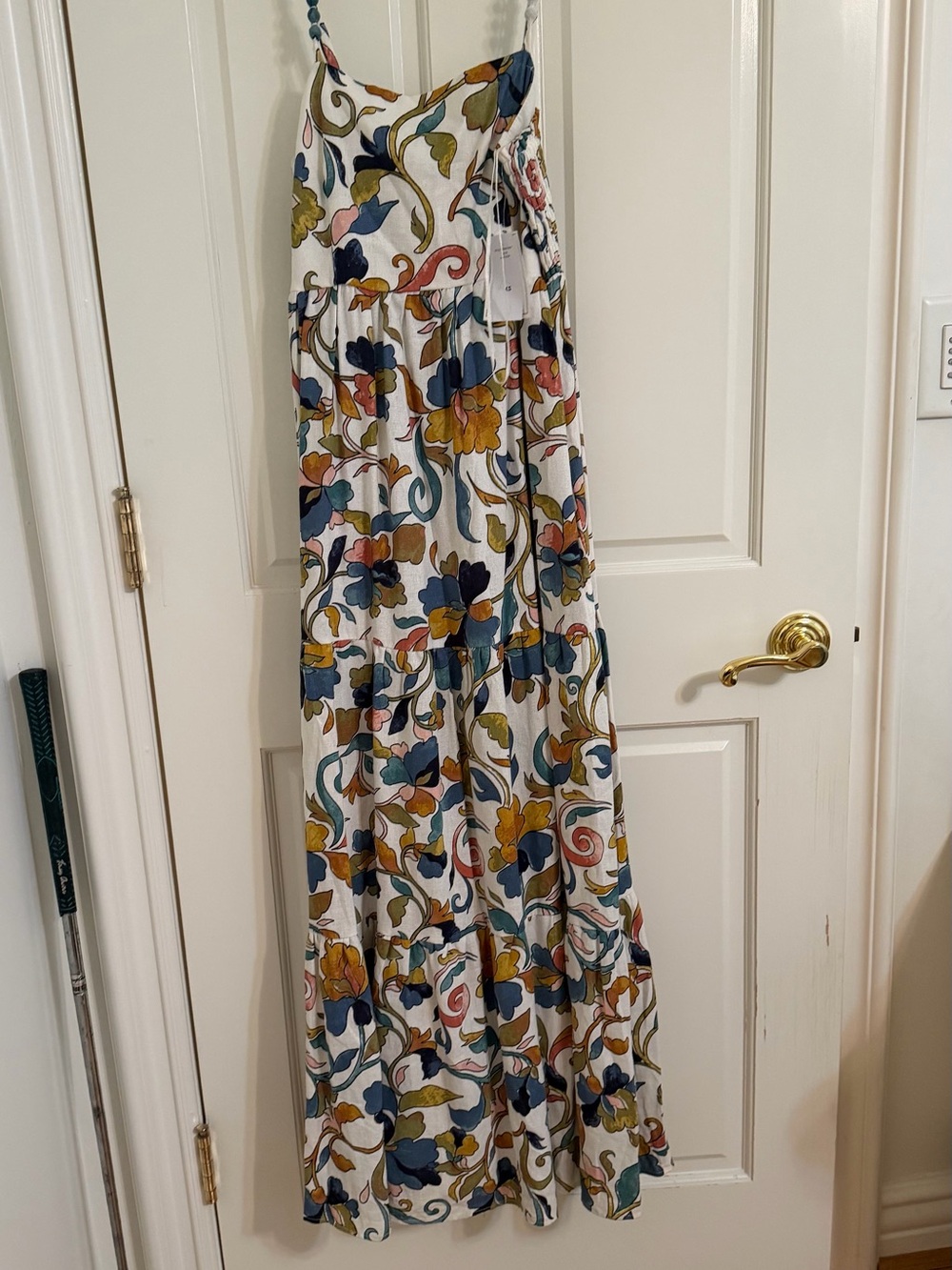 1 srate Floral Tiered Maxi Dress in White with Multicolor Floral Print